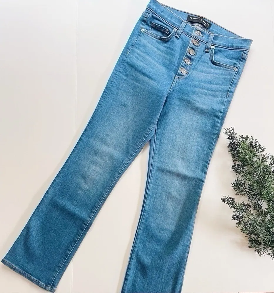 Veronica Beard Carly Jeans – High Rise Kick Flare, Blue Denim size 24 - Image 1