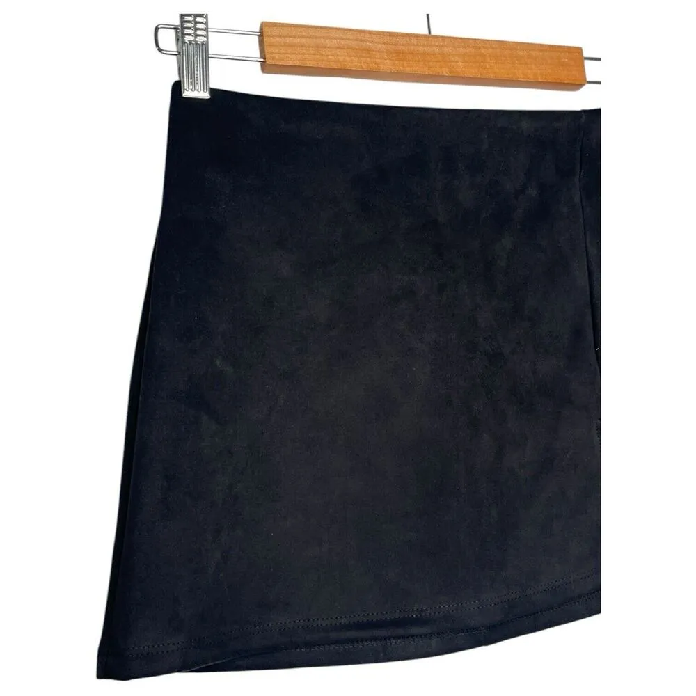 Altard State Mini Skirt Womens S Rory Suede Notch Slit Fitted Flirty Black - Image 6