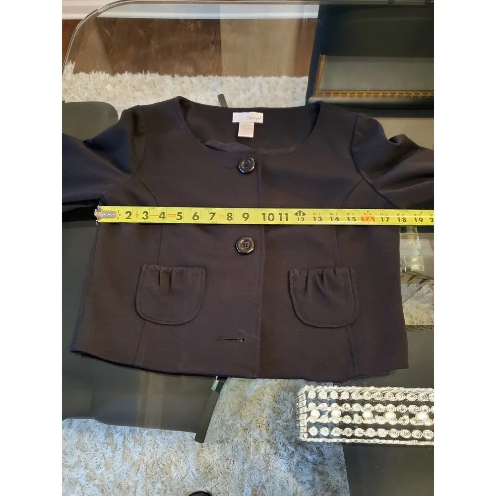 Spiegel  Women's Black Polyester Long Sleeve Buttons Front Casual Jackets Size 8 - Image 10