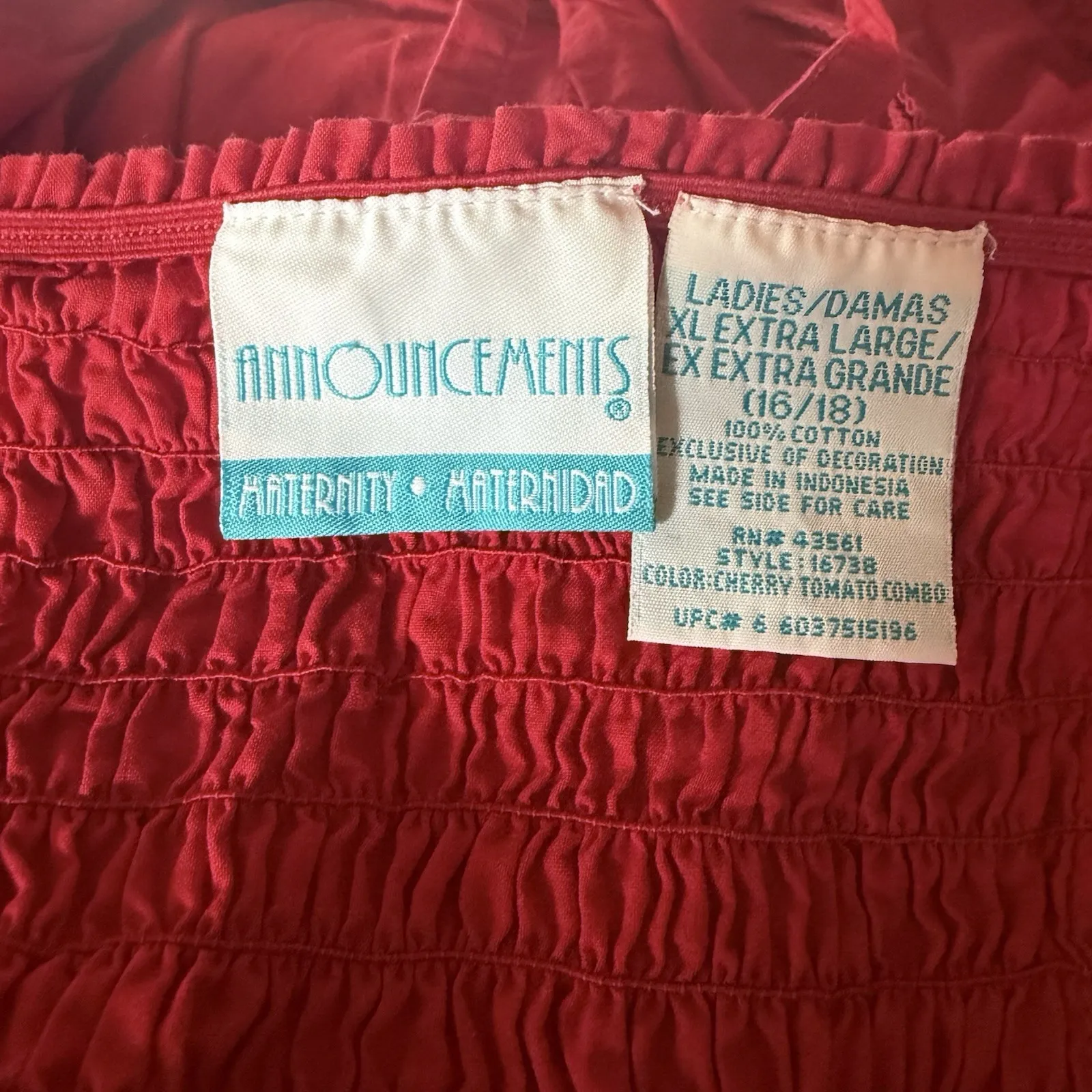 Embroidered Maternity Sleeveless Tank Top Womens XL 16 18 Boho Red Empire Waist Size undefined - Image 4