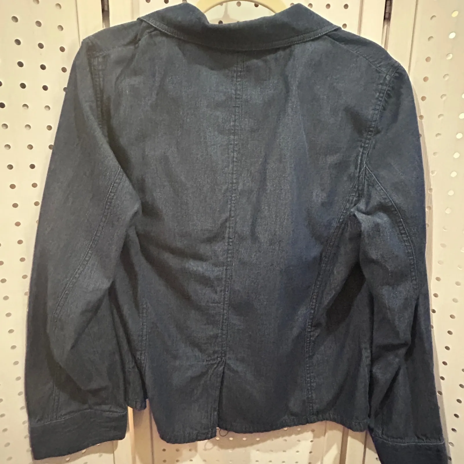 Norton Studio Women's Dark Wash Denim Blazer Jacket Size 10 Classic Button Blue - Image 5