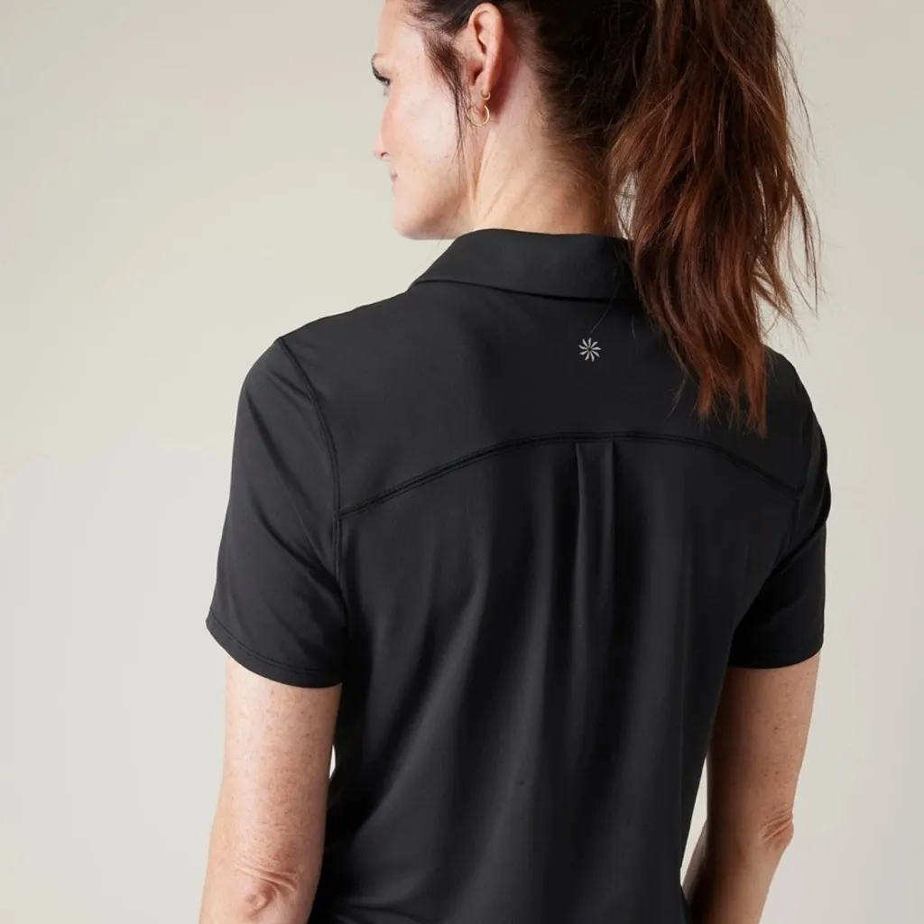 Athleta Black Large Advantage‎ Polo Workout Casual Top Spring 2023 - Image 2