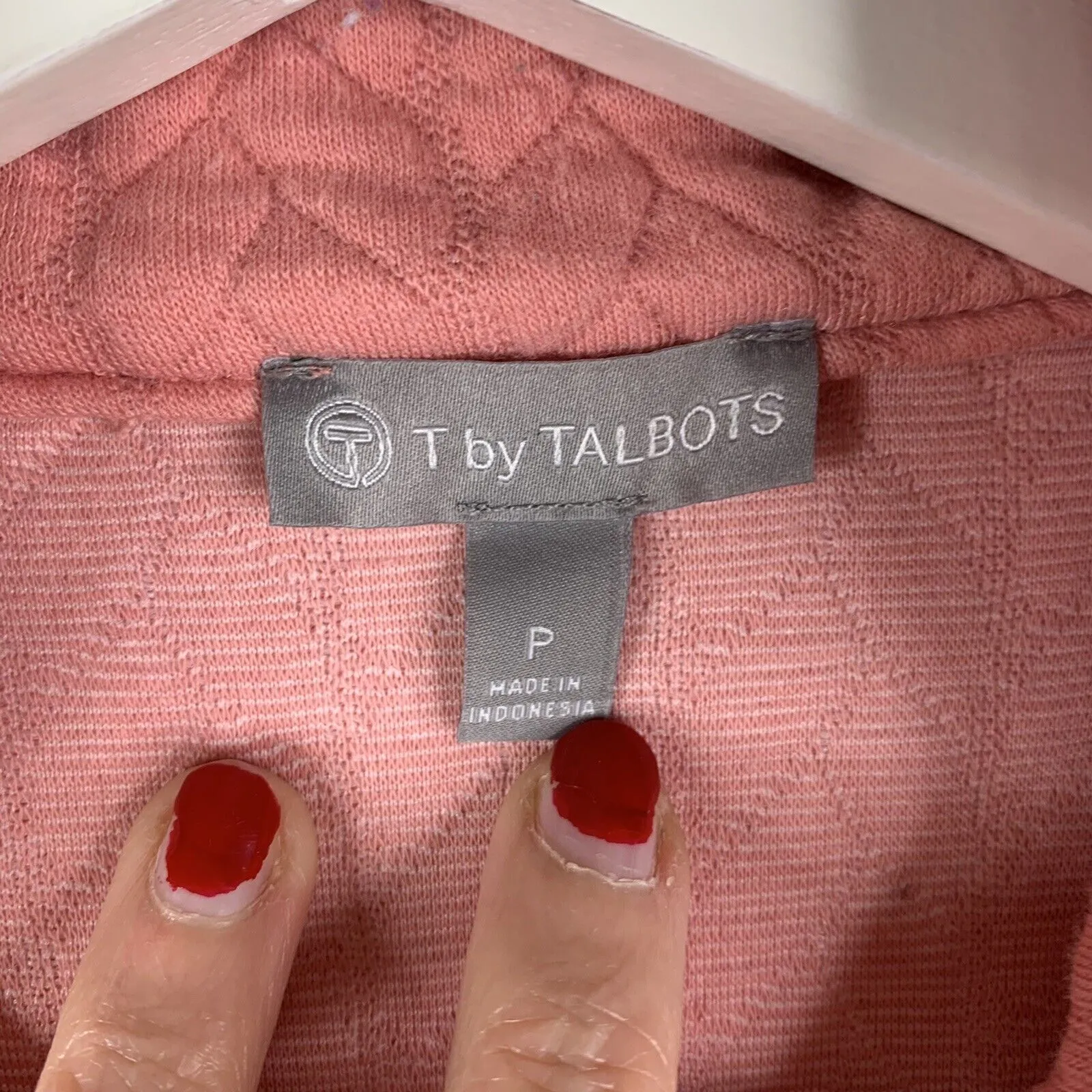 Talbots T by  Size P US XS Quilted Jacquard 1/4 Zip Mock Neck Pullover Shirt - Image 4