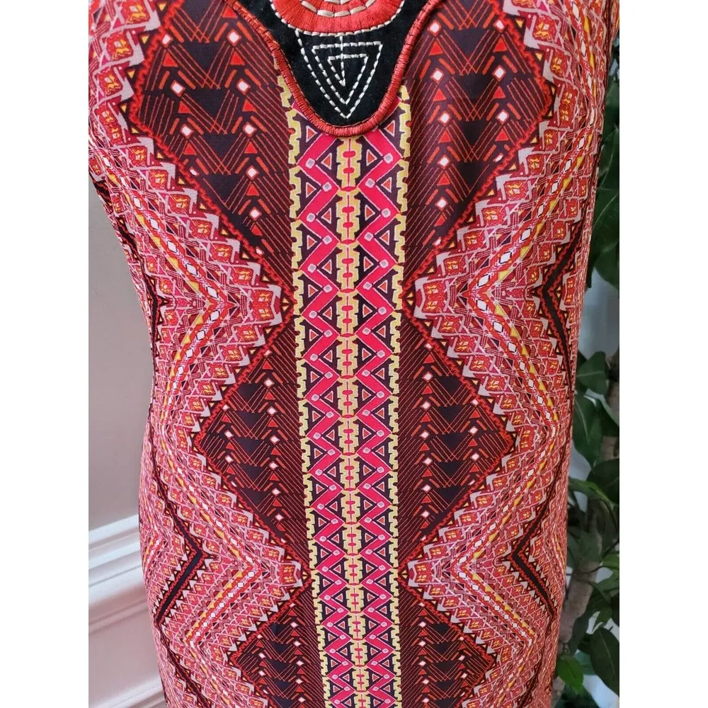 Madison Leigh Women's Multicolor Polyester V-Neck Sleeveless Knee Length Dress 6 - Image 3