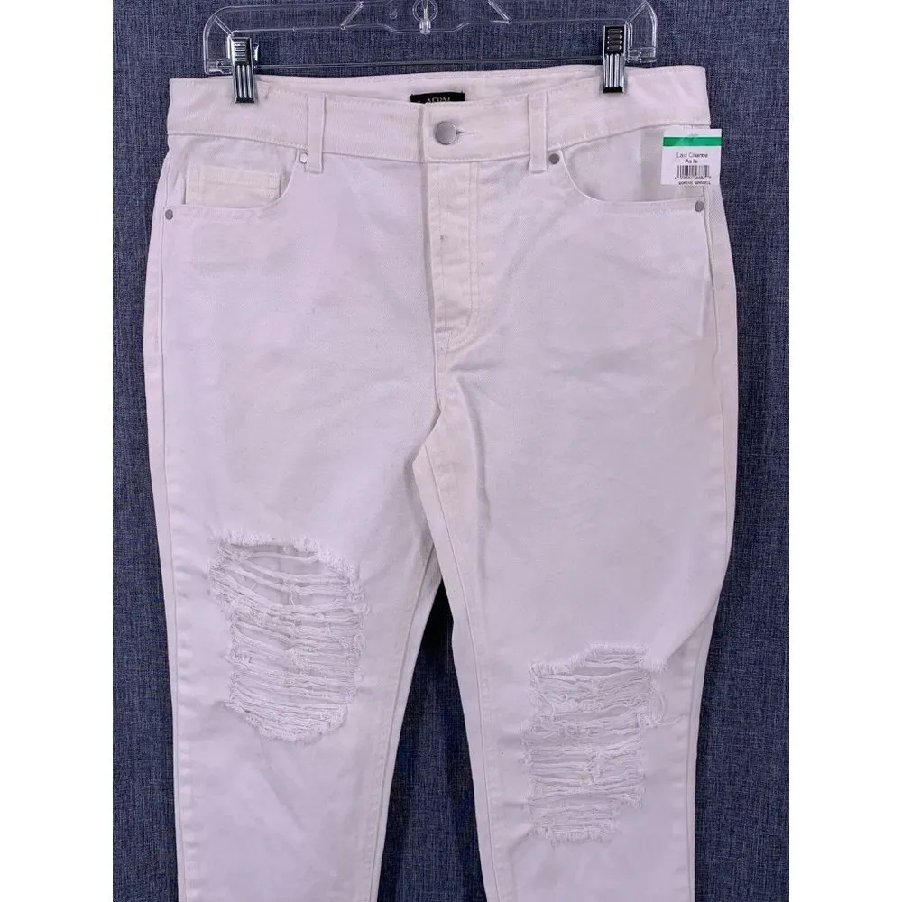 NWT AFRM Luisa White Denim Distressed High Rise Button Fly Ankle Jeans Size 28 - Image 3