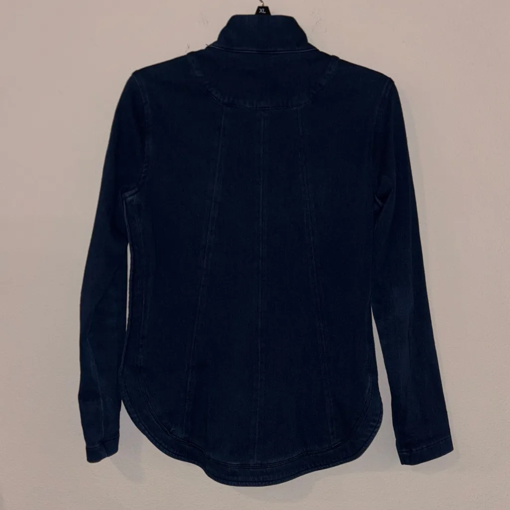 Liverpool Curved Hem Denim Zip Up Jacket Womens Small - Image 2