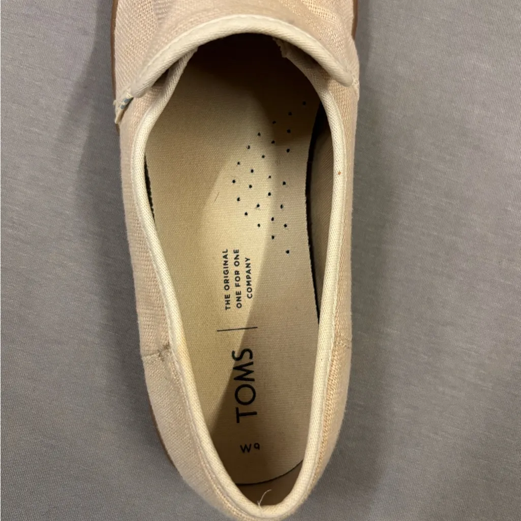 Toms Cream Slip-On Loafers size 9 women’s Clemente canvas material natural - Image 6