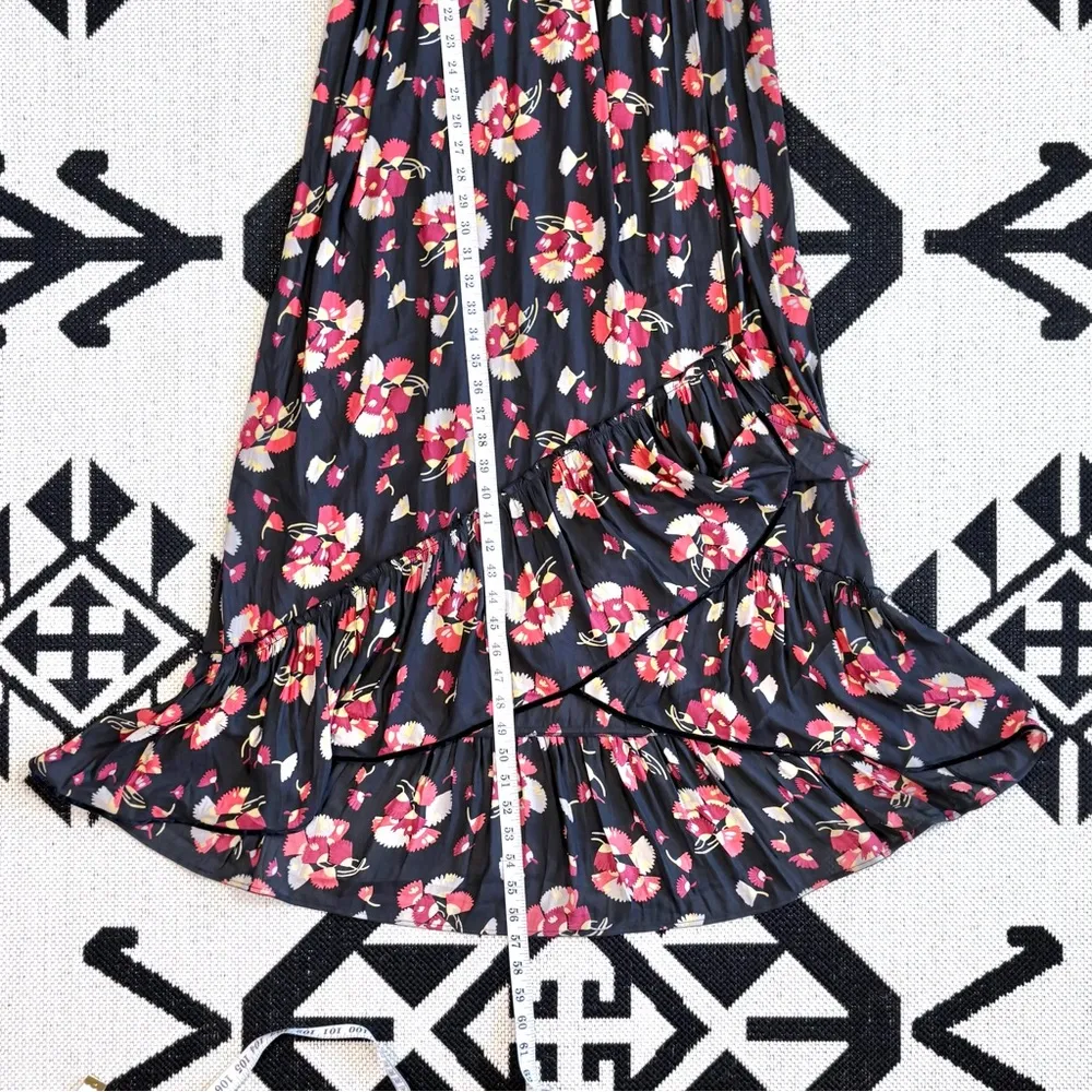 Scotch & Soda Souvenir Black Floral Hi-Lo Ruffle Wrap Maxi Dress Small - Image 8