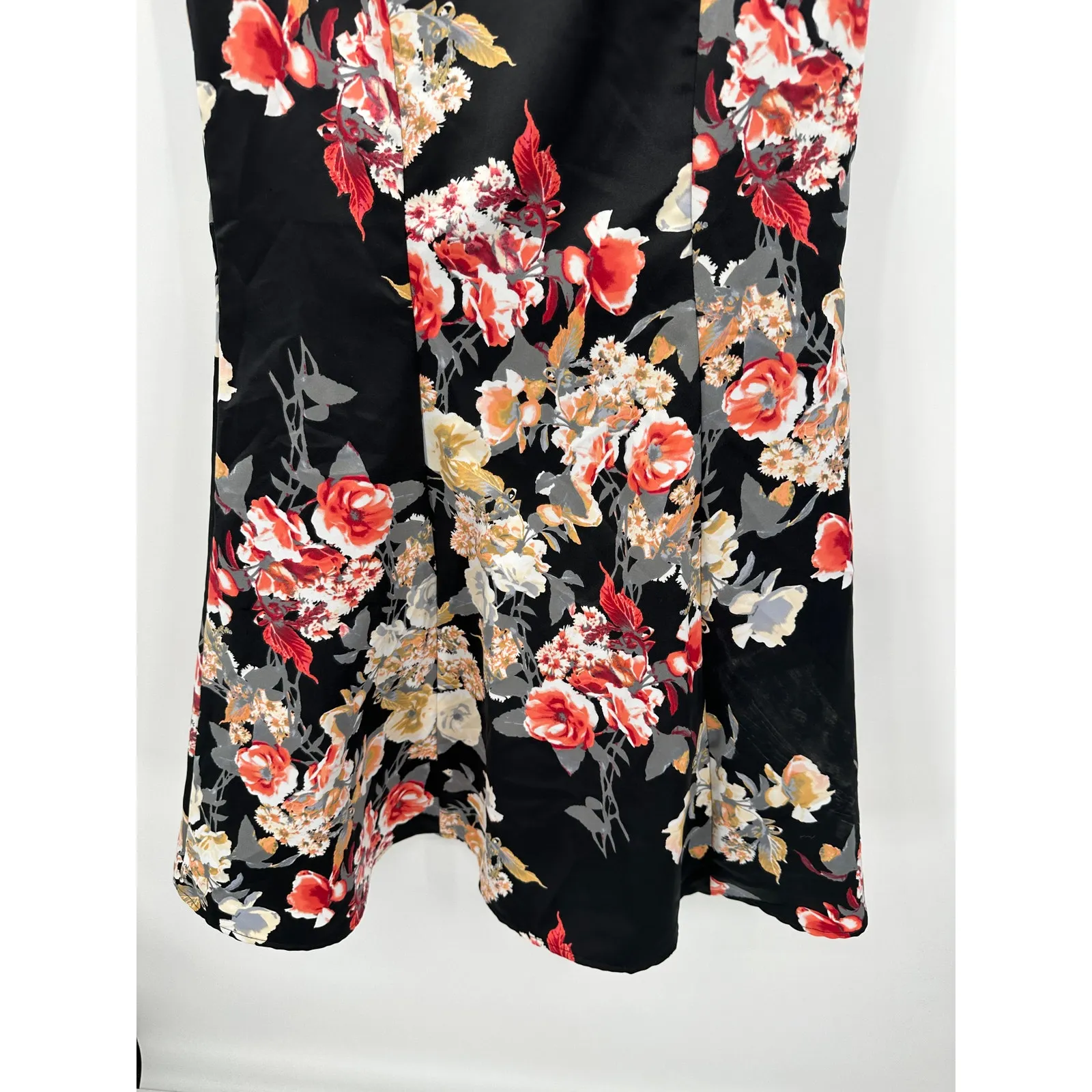 Blondie Nites Womens Black Floral Print Maxi Skirt Size 5 Mermaid Party Wedding - Image 3