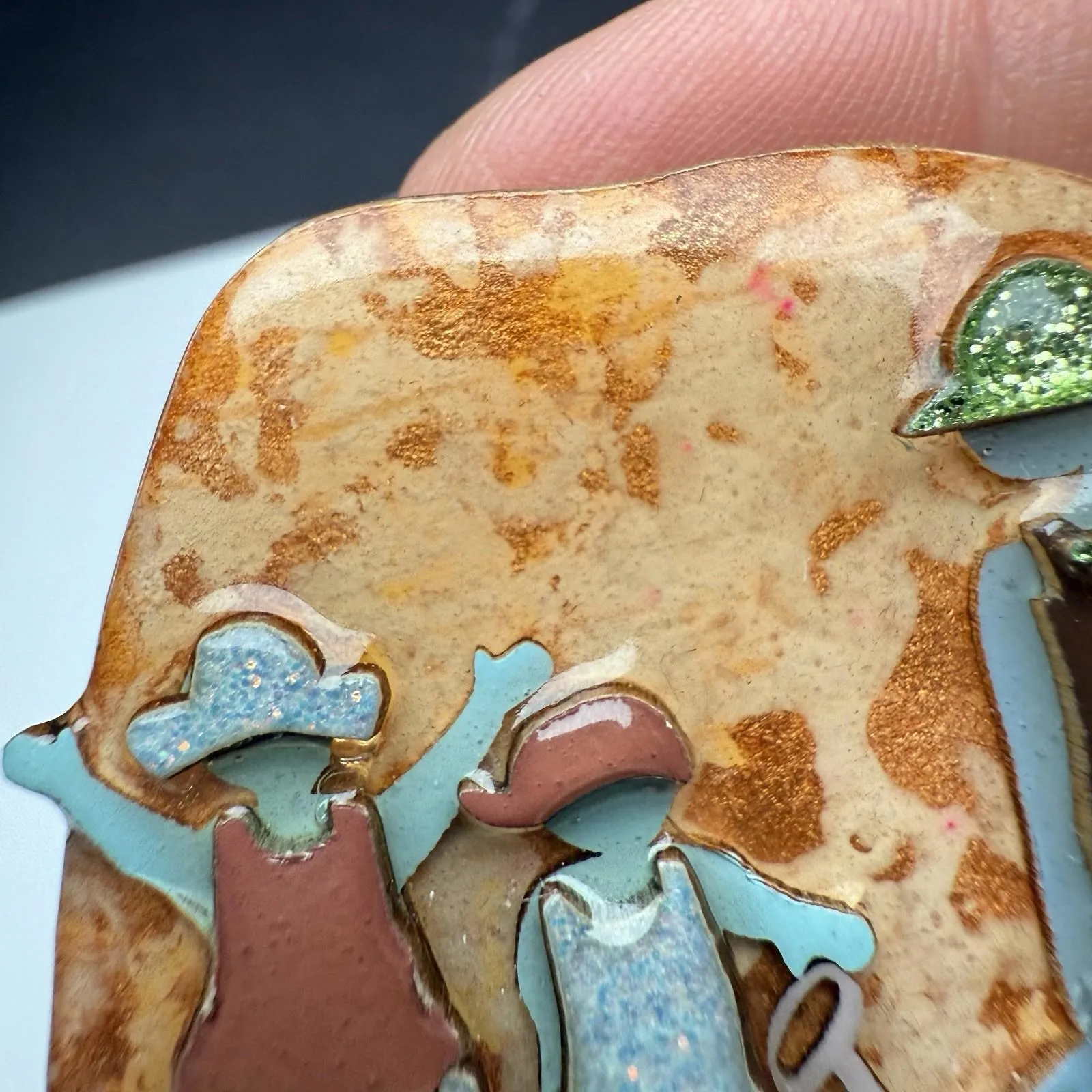 Lady Mom With Two Children Playing Signed Designs By Lucinda Brooch Pin Kids - Image 8