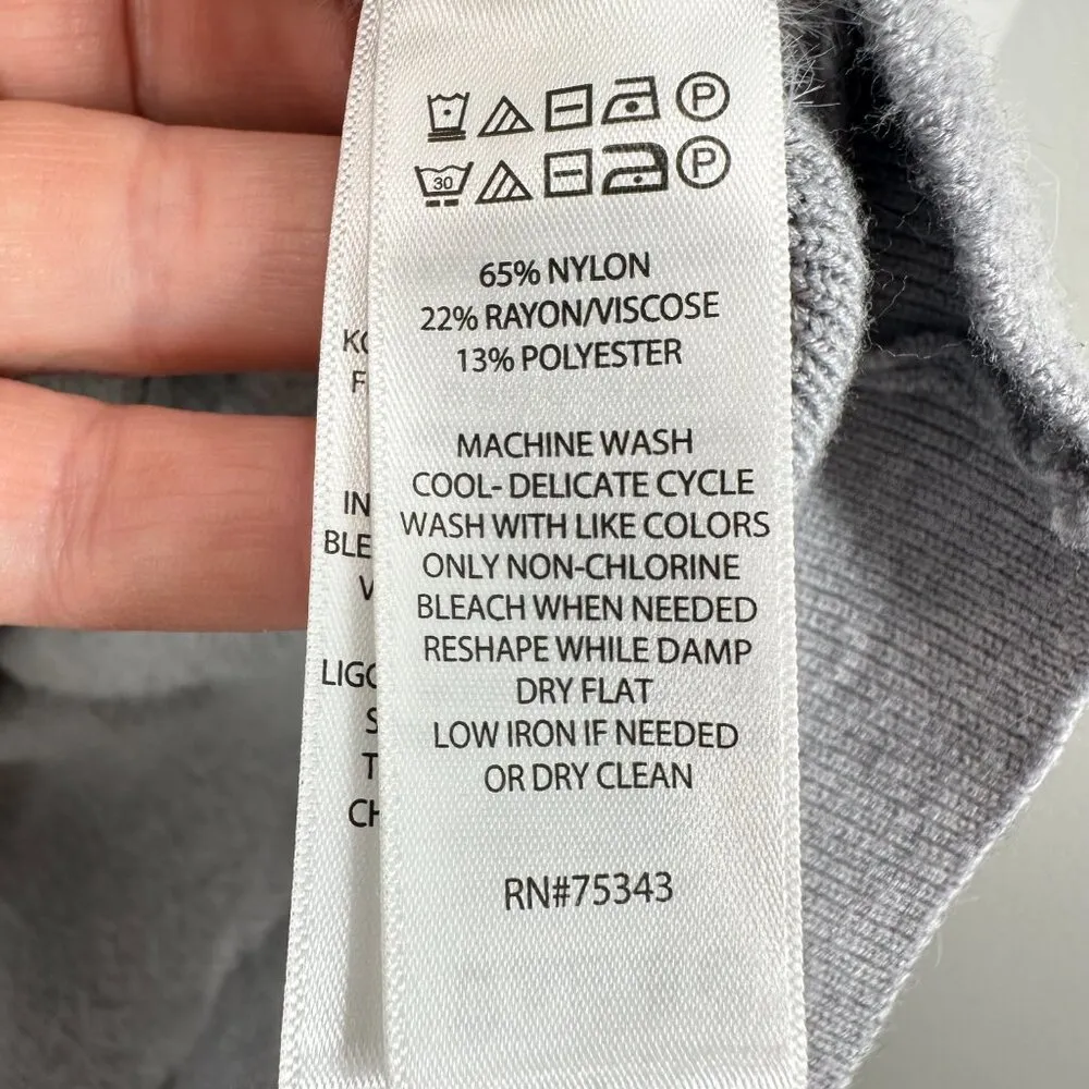 Rachel Zoe Women's Size Large Grey Cream Snow Apres Ski‎ Hooded Sweater Cozy - Image 3