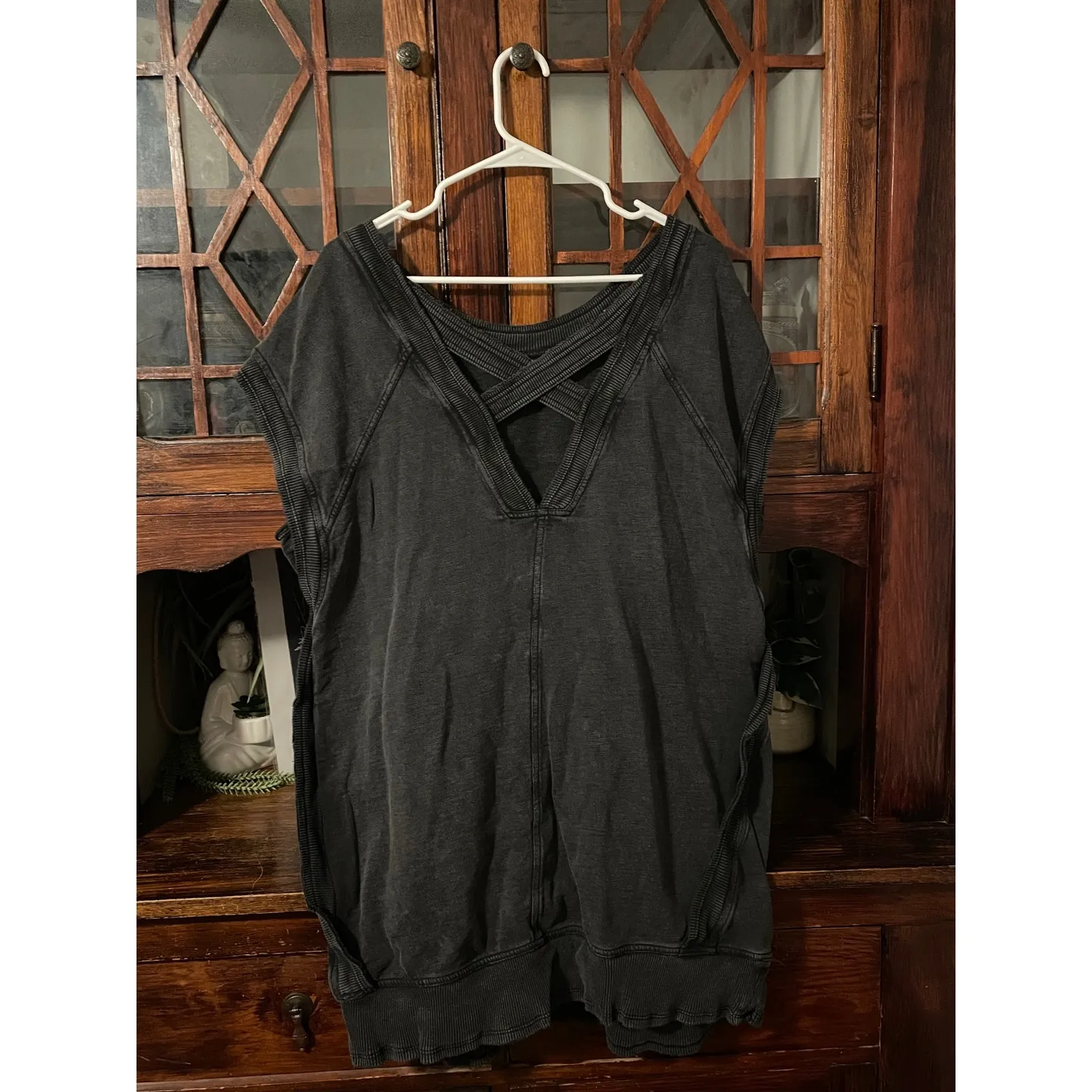 Daily Practice by Anthropologie Lounge Boatneck Mini Dress Size Large Black - Image 4