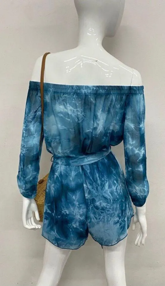 Women’s Yellow Tie Dye Romper (L) Blue Size L - Image 2