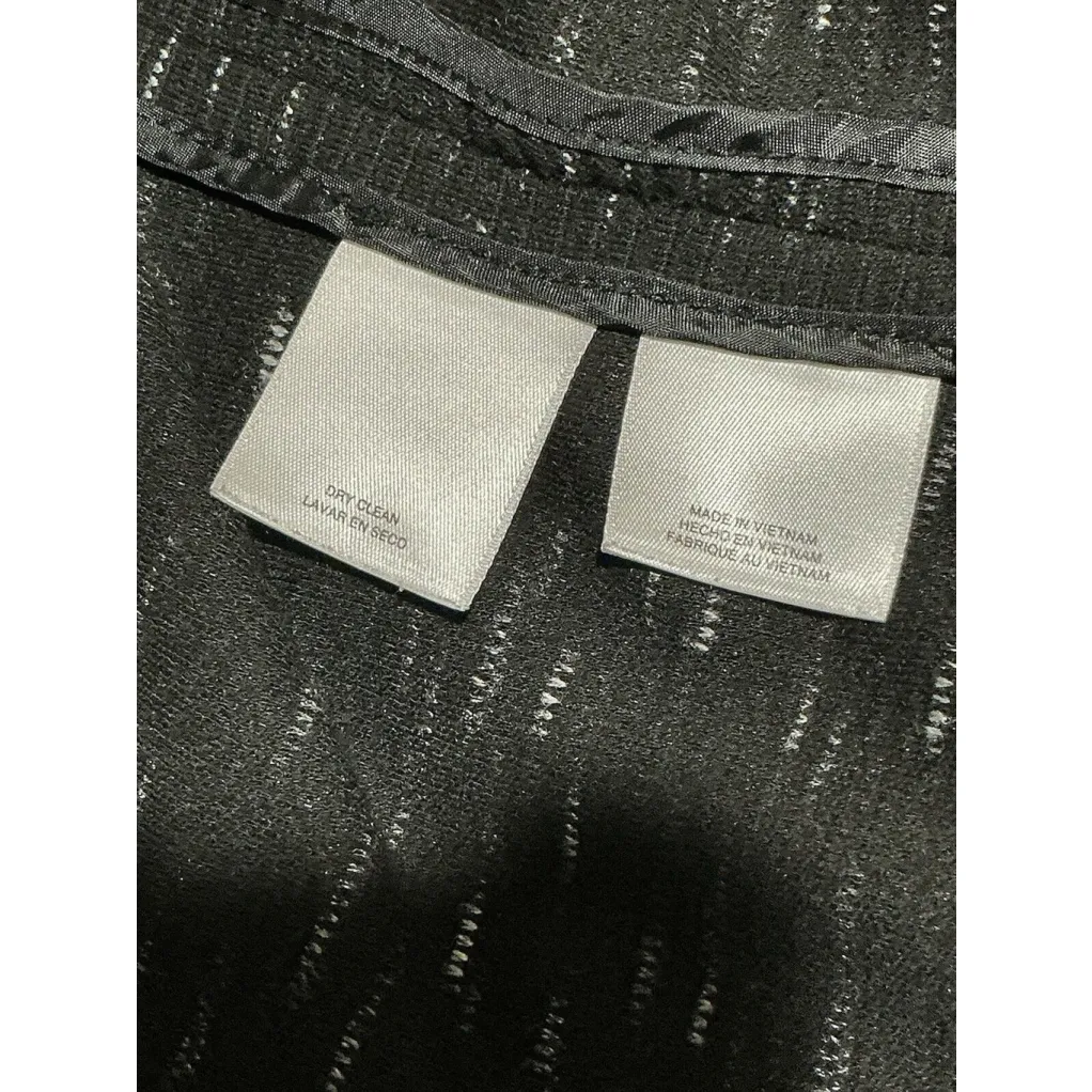 Womans Nine West Open Front Padded Shoulder Black 24w Ribbed Material Jacket - Image 4