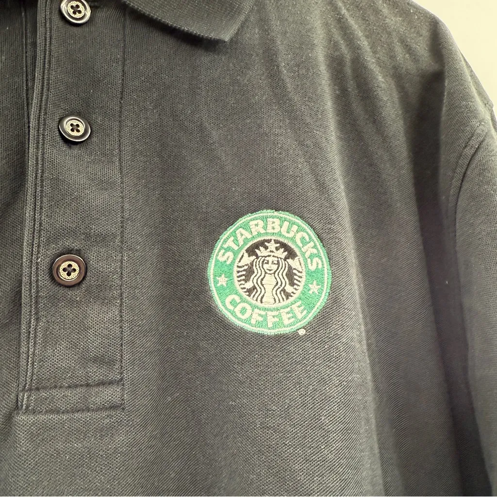 Starbucks Coffee Master Polo Shirt Unisex Size Large Black‎ Embroidered Work - Image 2