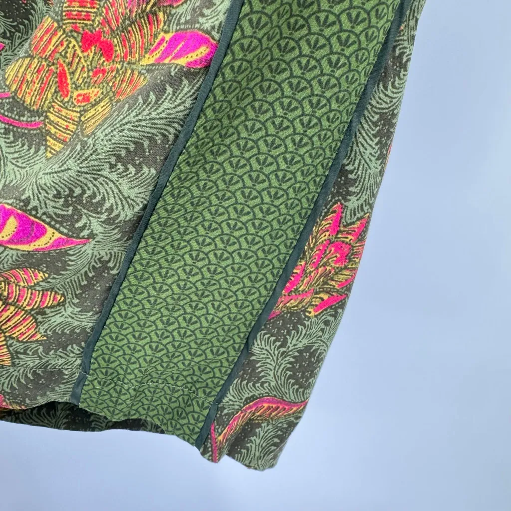 ett:twa Anthropologie Pants Green Whimsical Floral Print Wide Leg Cropped Boho S - Image 4