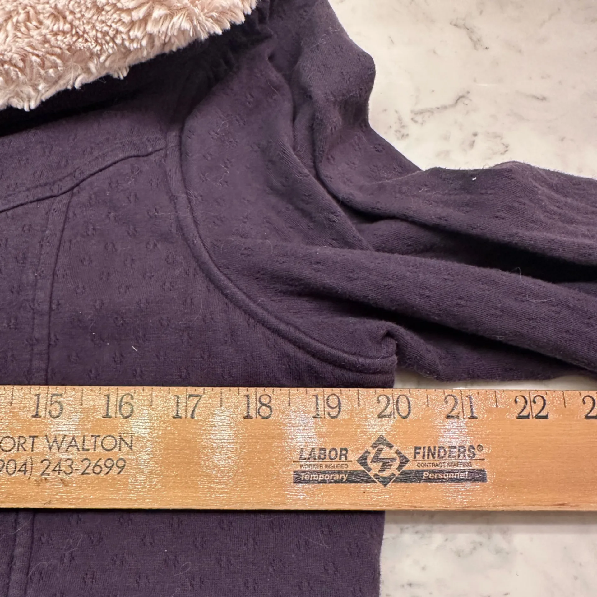 Anthropologie Allihop Sherpa Lined Hooded Jacket Juniors Sz L Navy Button Fuzzy - Image 6