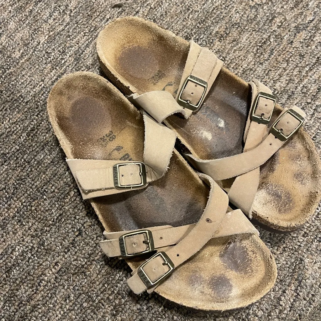 Birkenstock Womens Franca Tobacco Brown Oiled Leather Sandals Size 38 US 7-7.5 - Image 9