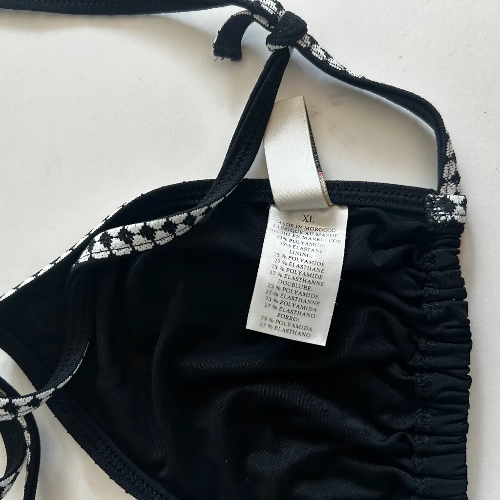 Lemlem Black Bikini Top with Patterned Straps - Image 4