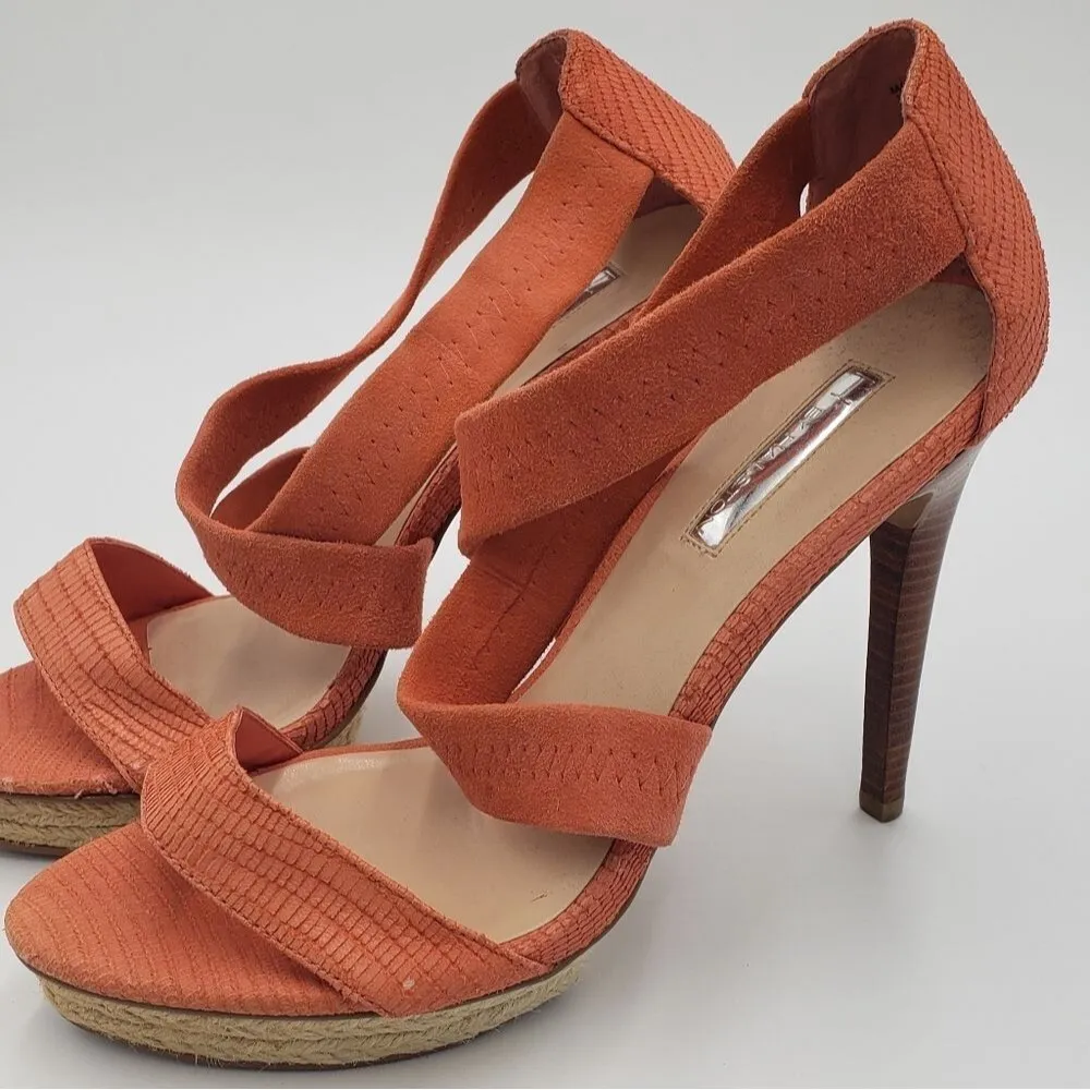 Halston Orange Espadrille Platform Pumps Size 10 - Image 8