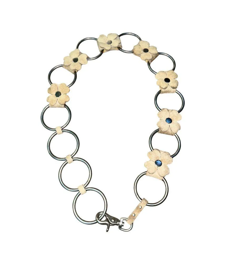 Retro Hippie Floral Suede Chain Belt Boho Festival Western Used Womens 38” - Image 15