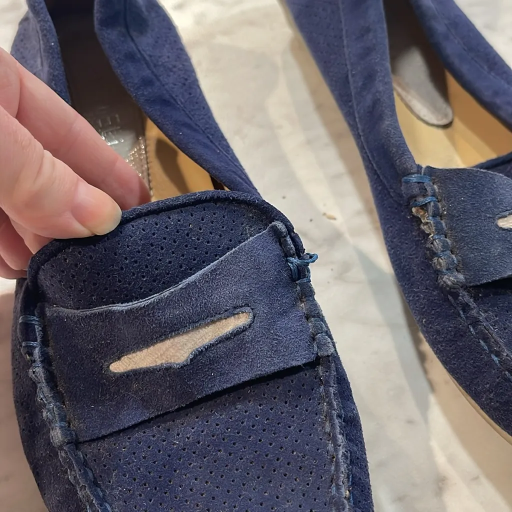Vaneli sz 8 Navy Suede driver perforated eyelet Loafers Blue - Image 3