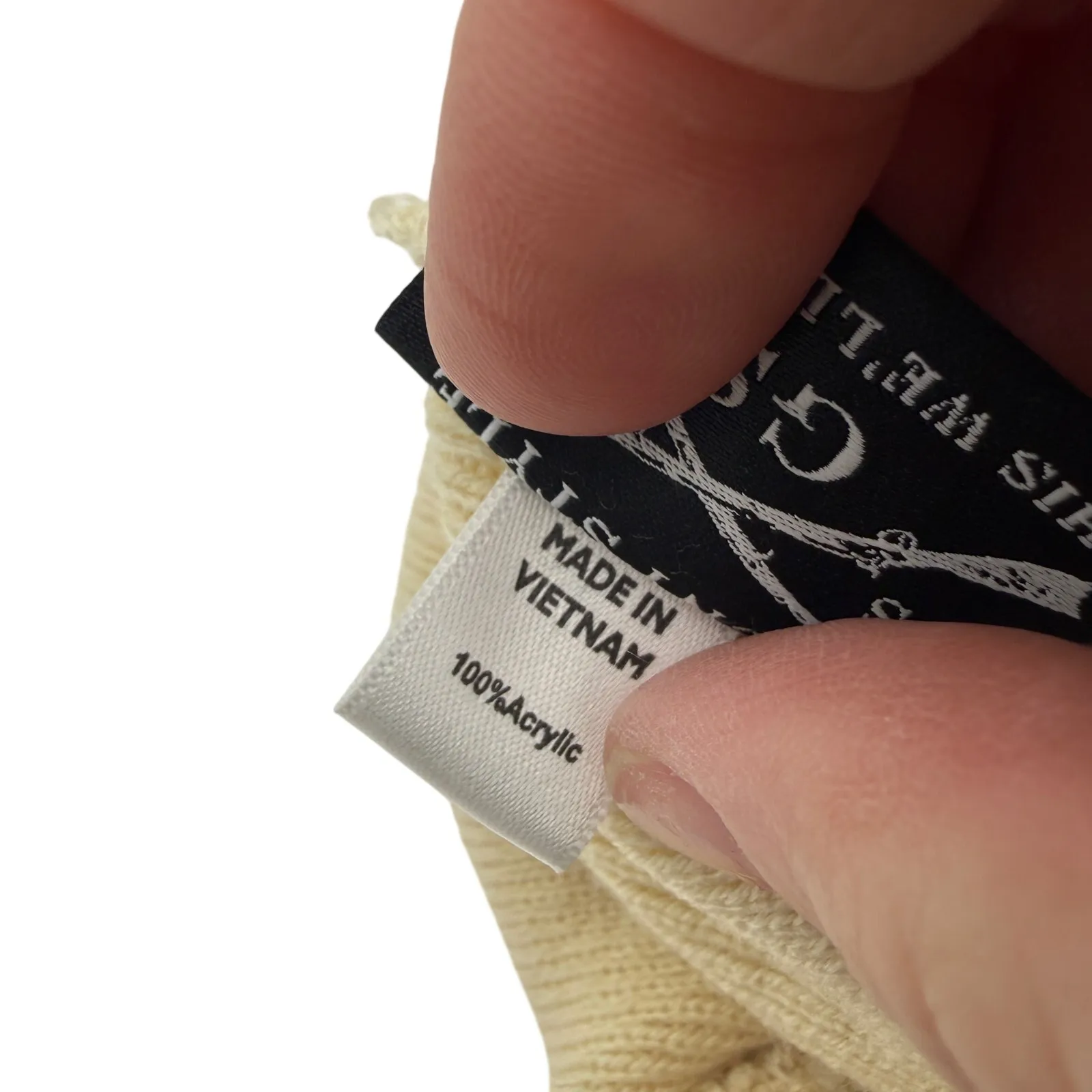 Grunt Style Cream Acrylic Beanie Hat - Image 3