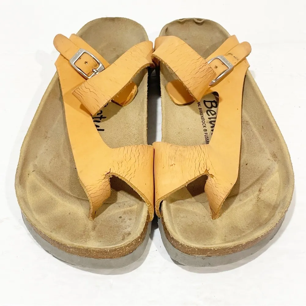 Birkenstocks Betula Sandals Size 7 Salmon Orange Z Strap Sandals Cork Sole - Image 2