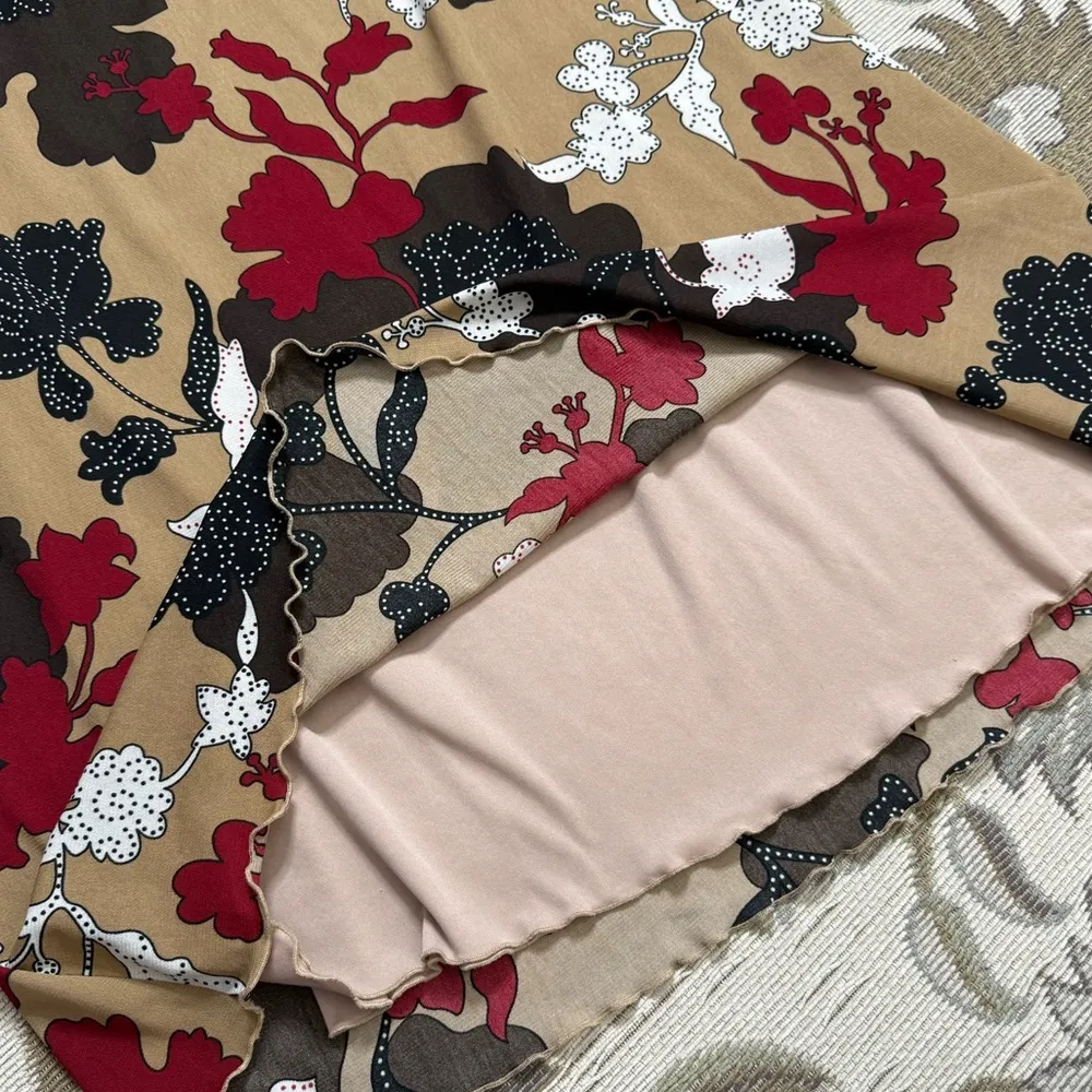 Vtg 90’s Kate Landry Skirt Neutral Floral Print Long Maxi M Medium L Large - Image 2