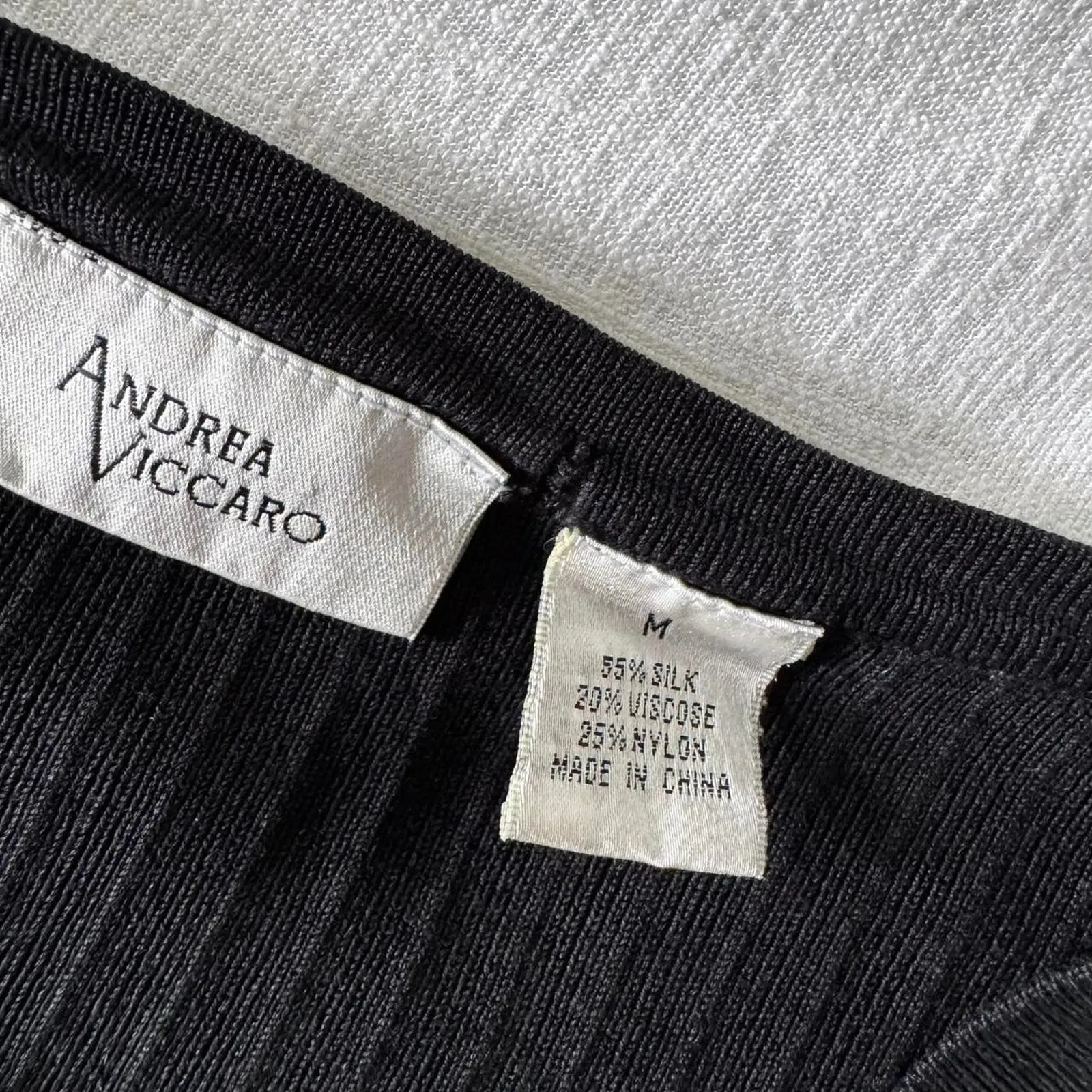 Vintage 90s Black Silk Blend Ribbed Knit Top Size M - Image 2