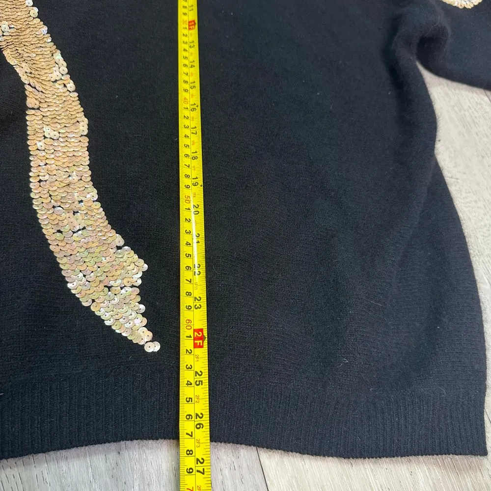 Vintage Lauren Alexandra black sequin bow lambswool‎ rabbit hair sweater size L Size L - Image 6