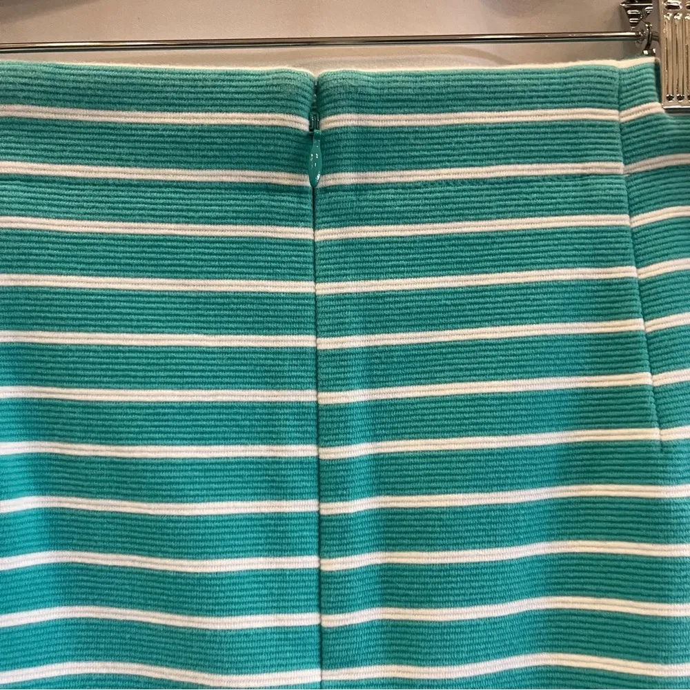 Talbots Turquoise White Textured Knit Skirt Pencil Pockets Womens Size 6 Mini - Image 4