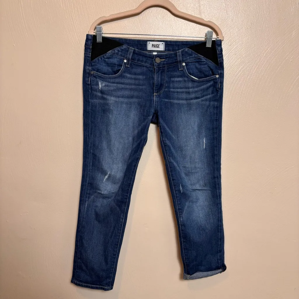 Paige Women’s Jeans Jimmy Jimmy Crop Maternity Distressed Penelope Blue Size 25 - Image 3