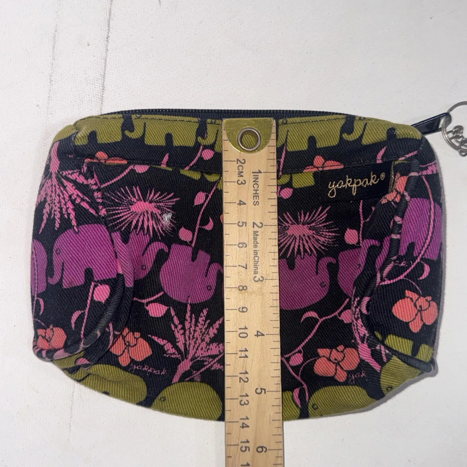 Yak Pak Mini Preppy Boho Natural Elephant Print Makeup Clutch Bag - Image 9