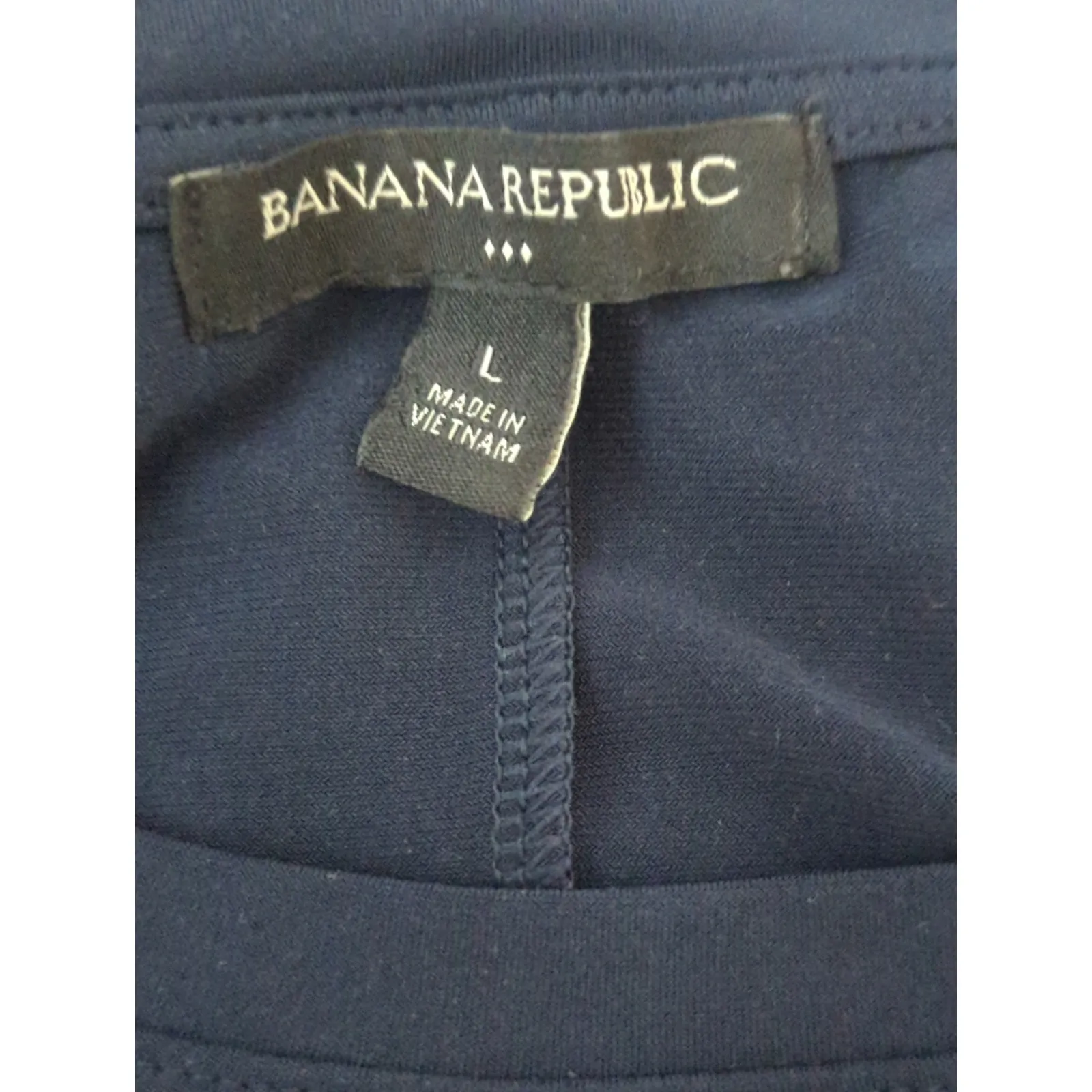 Banana Republic Factory Navy Ruched Tee Shirt  Cap Sleeve Casual Dress Women's L - Image 8