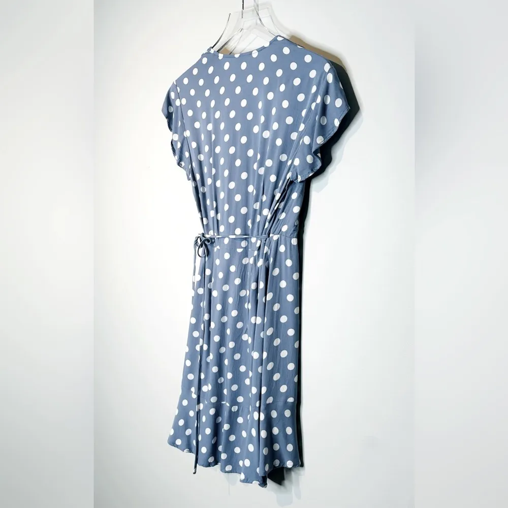 Rails Leanne Periwinkle Blue White Polka Dot Wrap Dress Size XS - Image 7