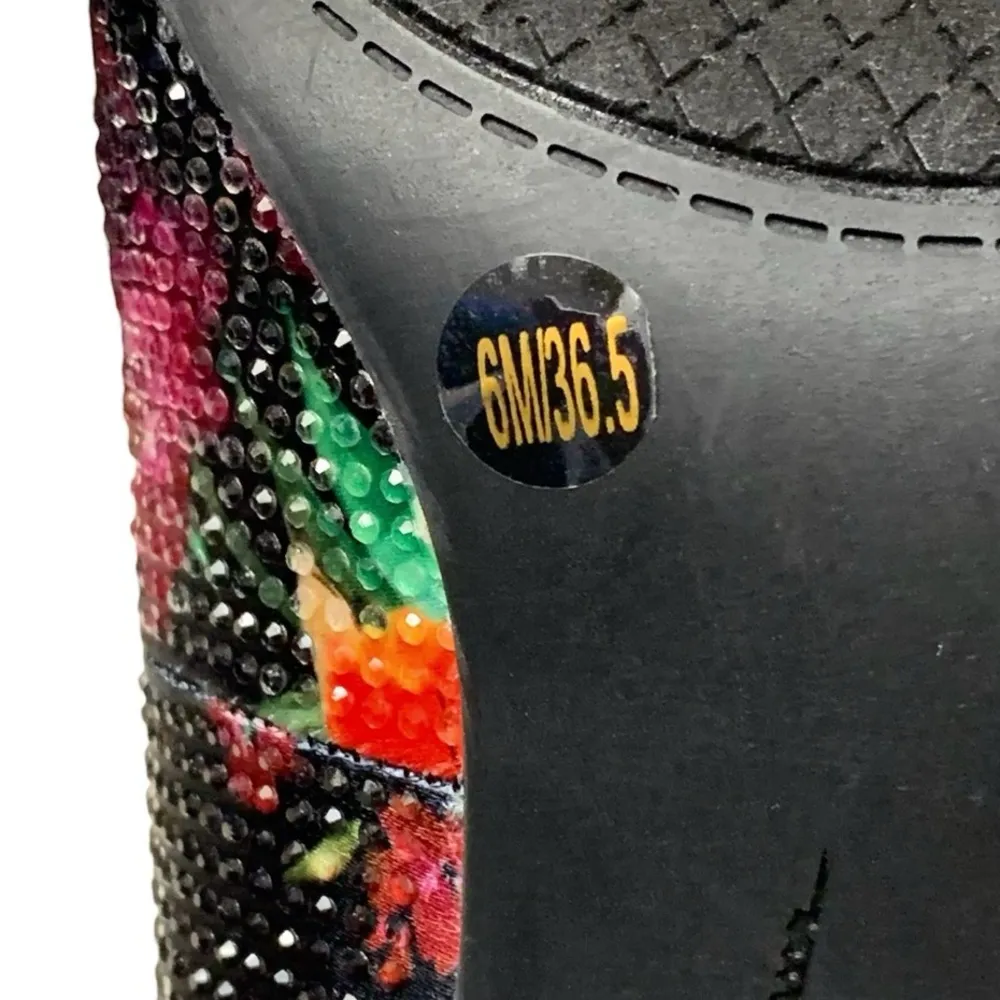 New Jessica Simpson Cassani Stiletto Pointed Toe Pumps Floral Rhinestone Size 6 - Image 4