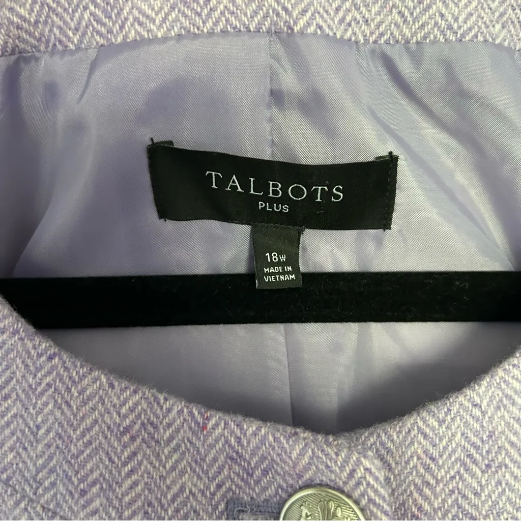 Talbots Bicolor Herringbone Shetland Blazer Jacket Lilac Wool Blend Plus Sze 18W - Image 7