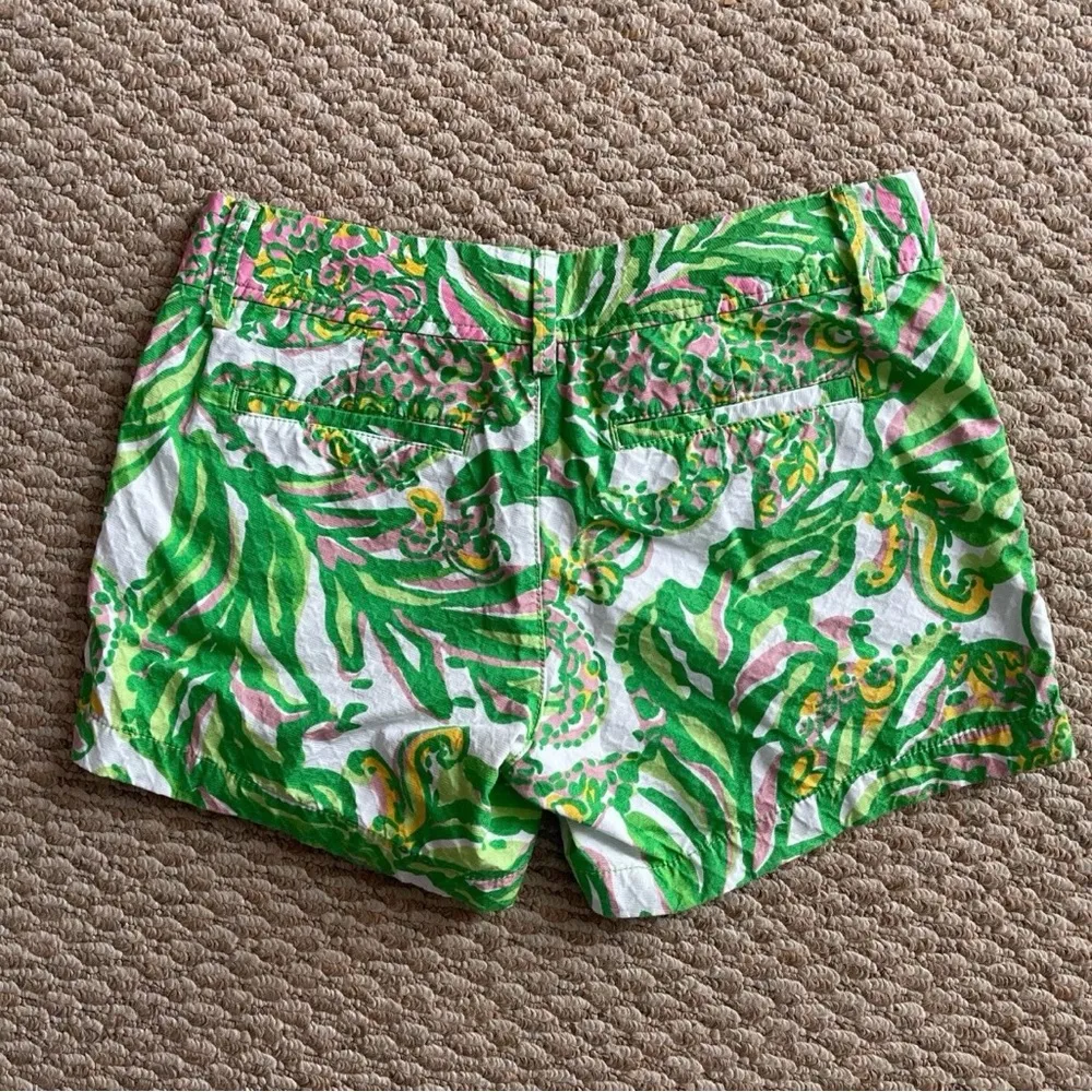Callahan Green and Pink Bermuda Shorts Tropical Print Size 2 - Image 3