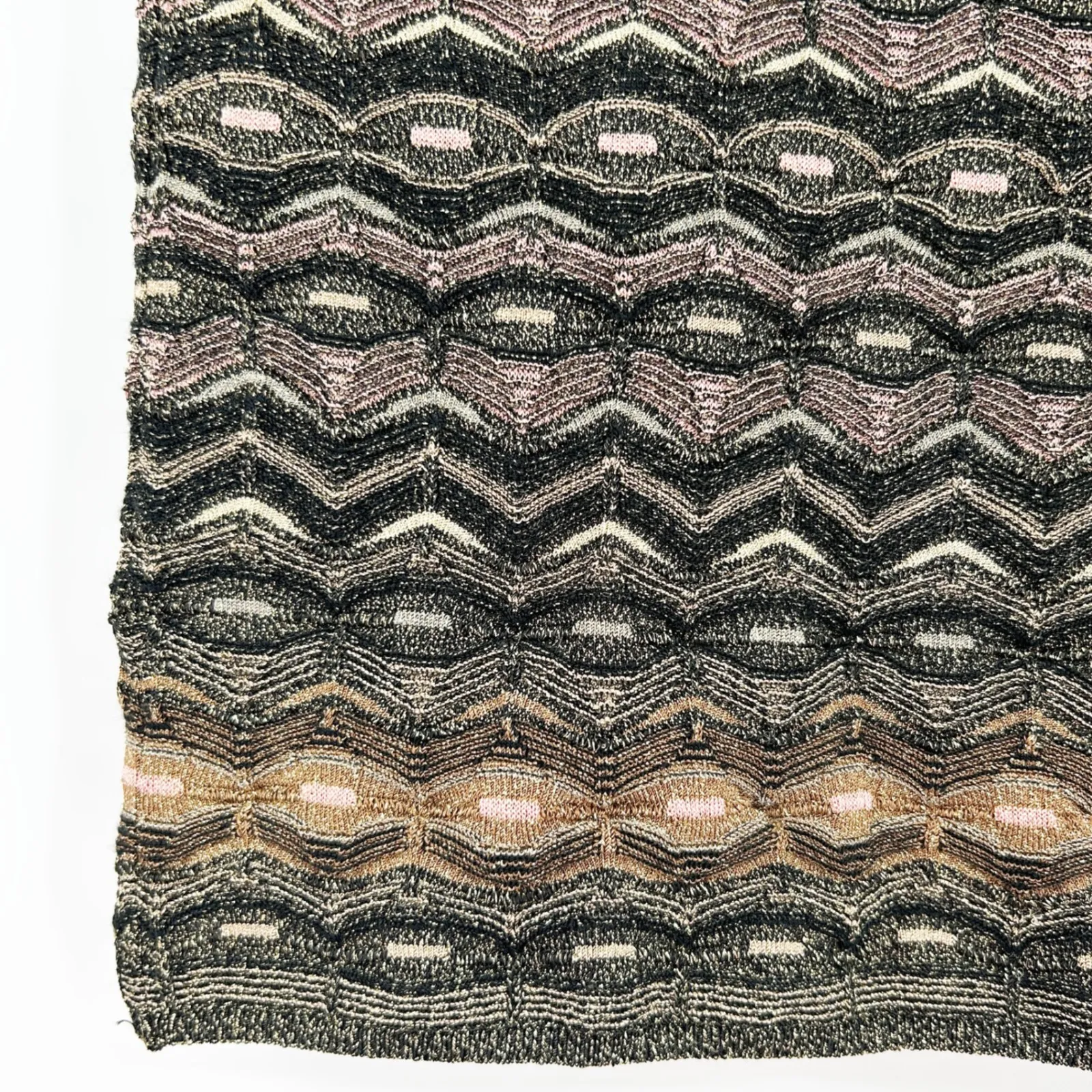 M Missoni Womens Skirt Luxury‎ Metallic Chevron Stretch Knit Mini Size 12 - Image 2