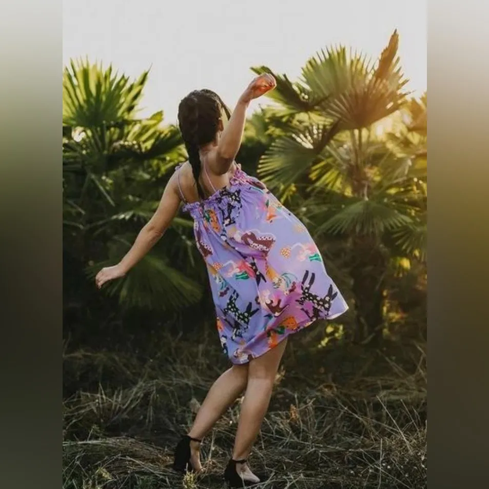 ZARA Miranda Makaroff Women In Art Mini Dress Artists Ladies Purple - Image 3