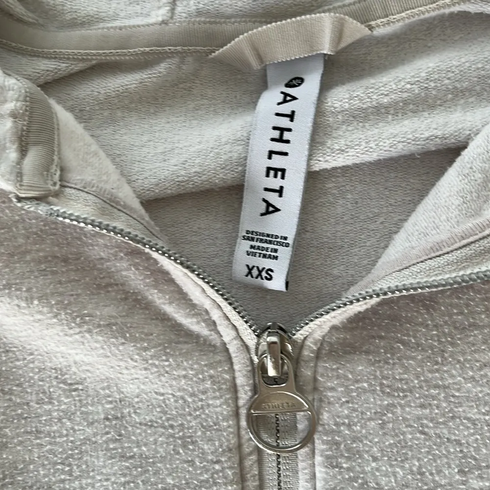 ATHLETA Balance Sweatshirt Toasted Brown Heather, Hoodie Zip Jacket Top - Image 5