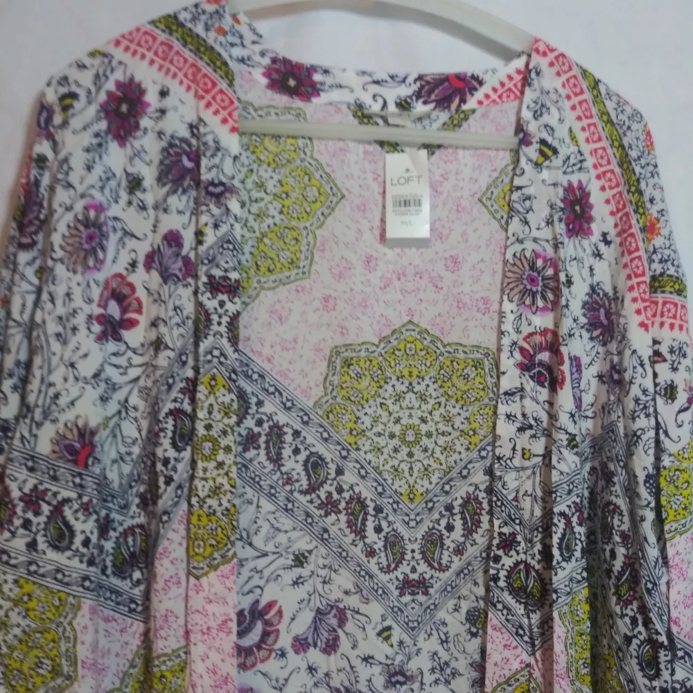 Loft Paisley Floral Patterned Open Front Kimono Cover Up Boho Size M/L - Image 2