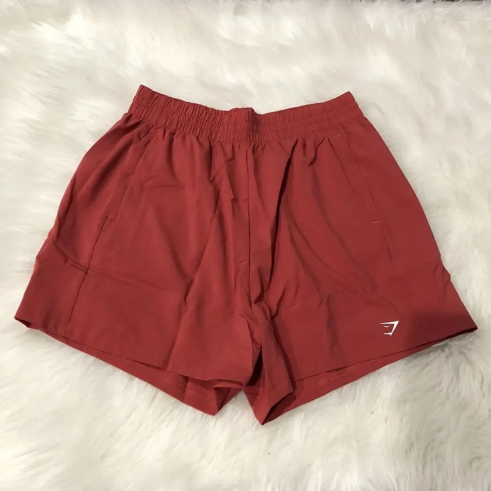New‎ Gymshark Women's Woven Pocket High Waisted Short MG7 Sundried Red Small - Image 3