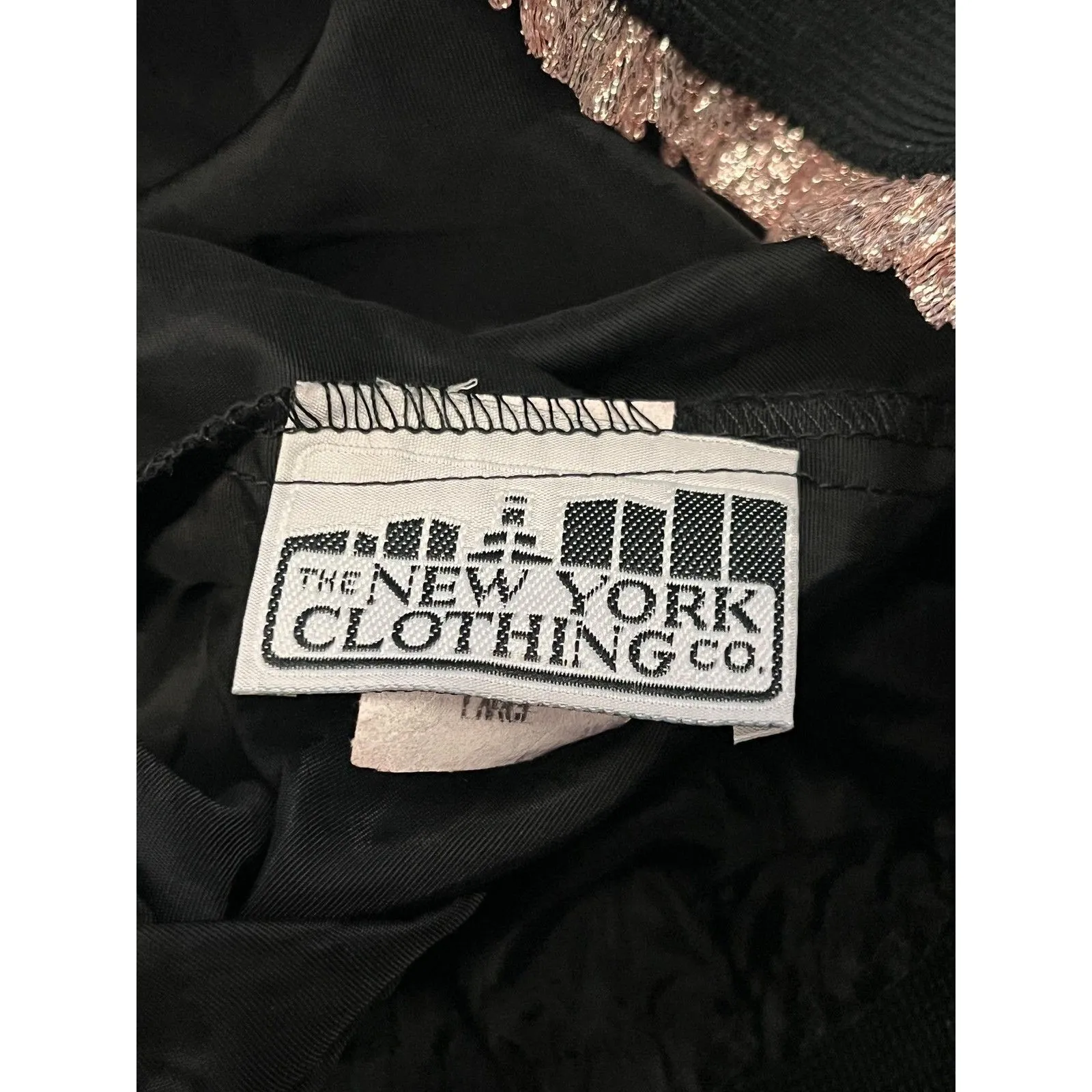 Vintage New York Clothing Co Skirt Womens Large Black Gold Trim Ruffle Hem USA - Image 4