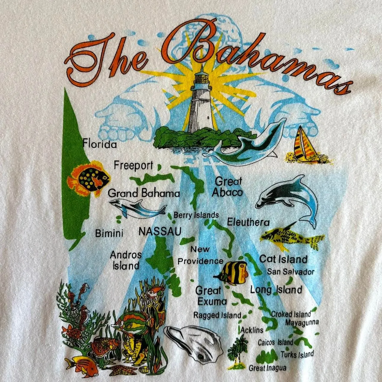 Vtg 90s Bahamas Graphic Tee White Short Sleeve Sz S Vacation Souvenir Streetwear - Image 2