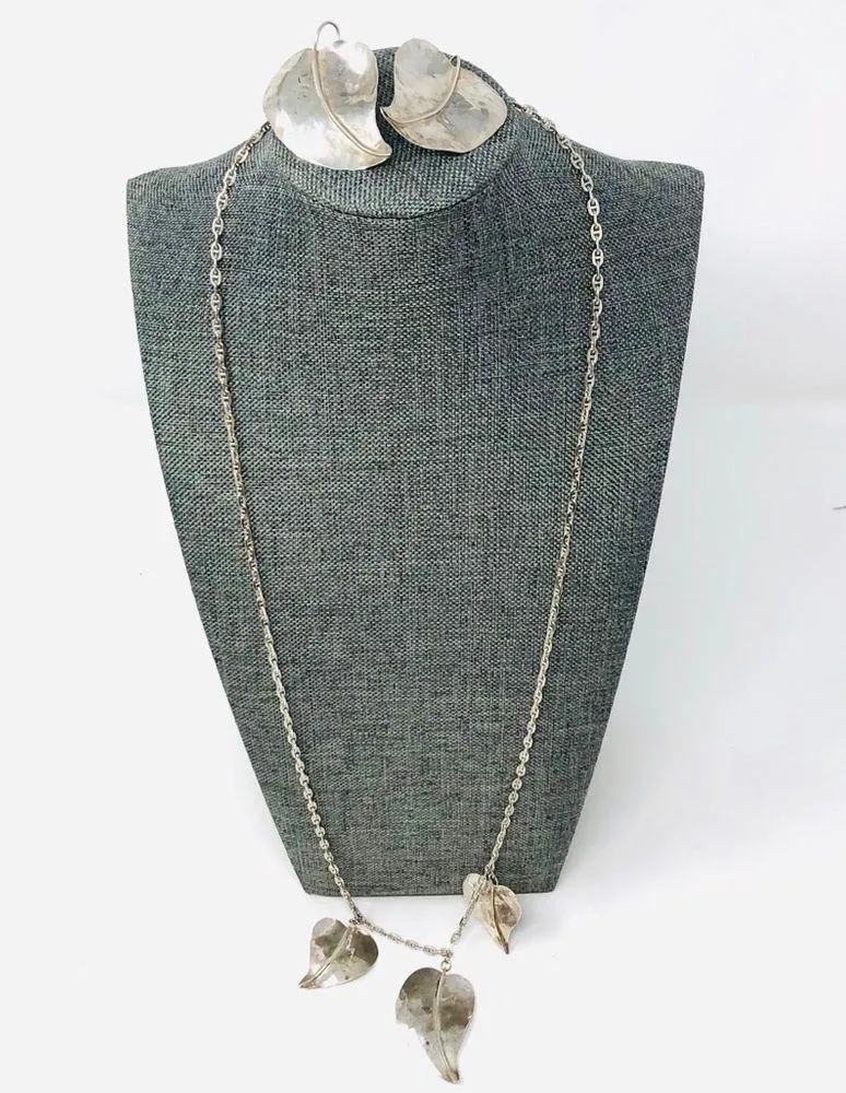 Sterling, artisan signed necklace/earrings set - Image 9