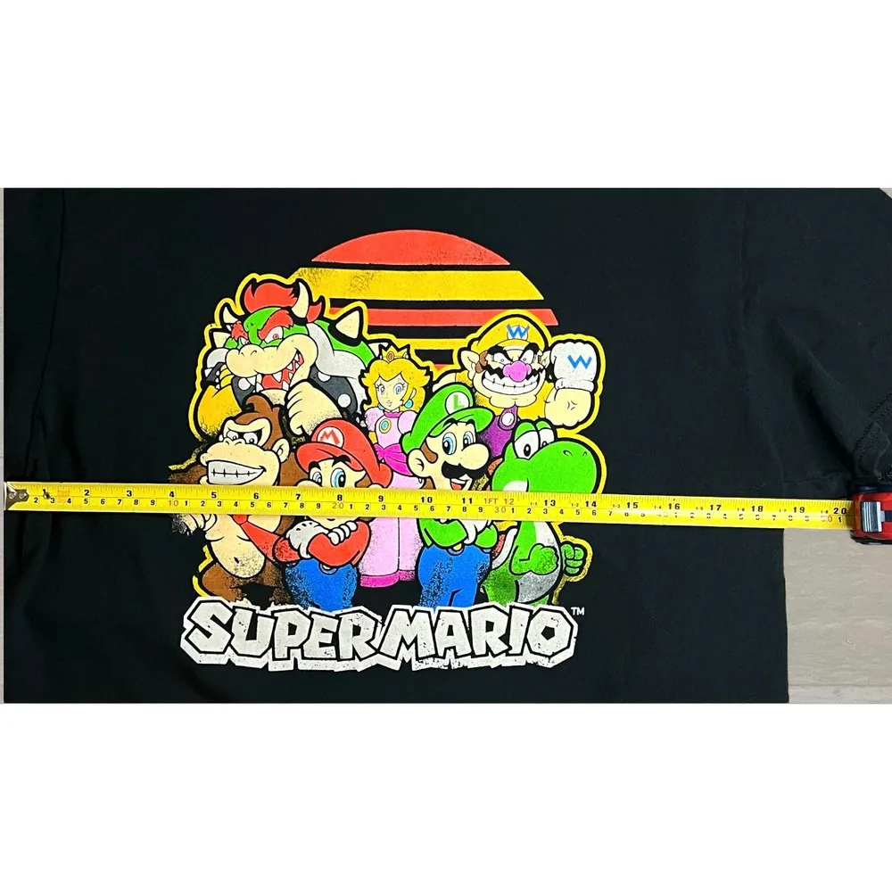 Super Mario  Characters Black T-Shirt Short Sleeve - Image 6