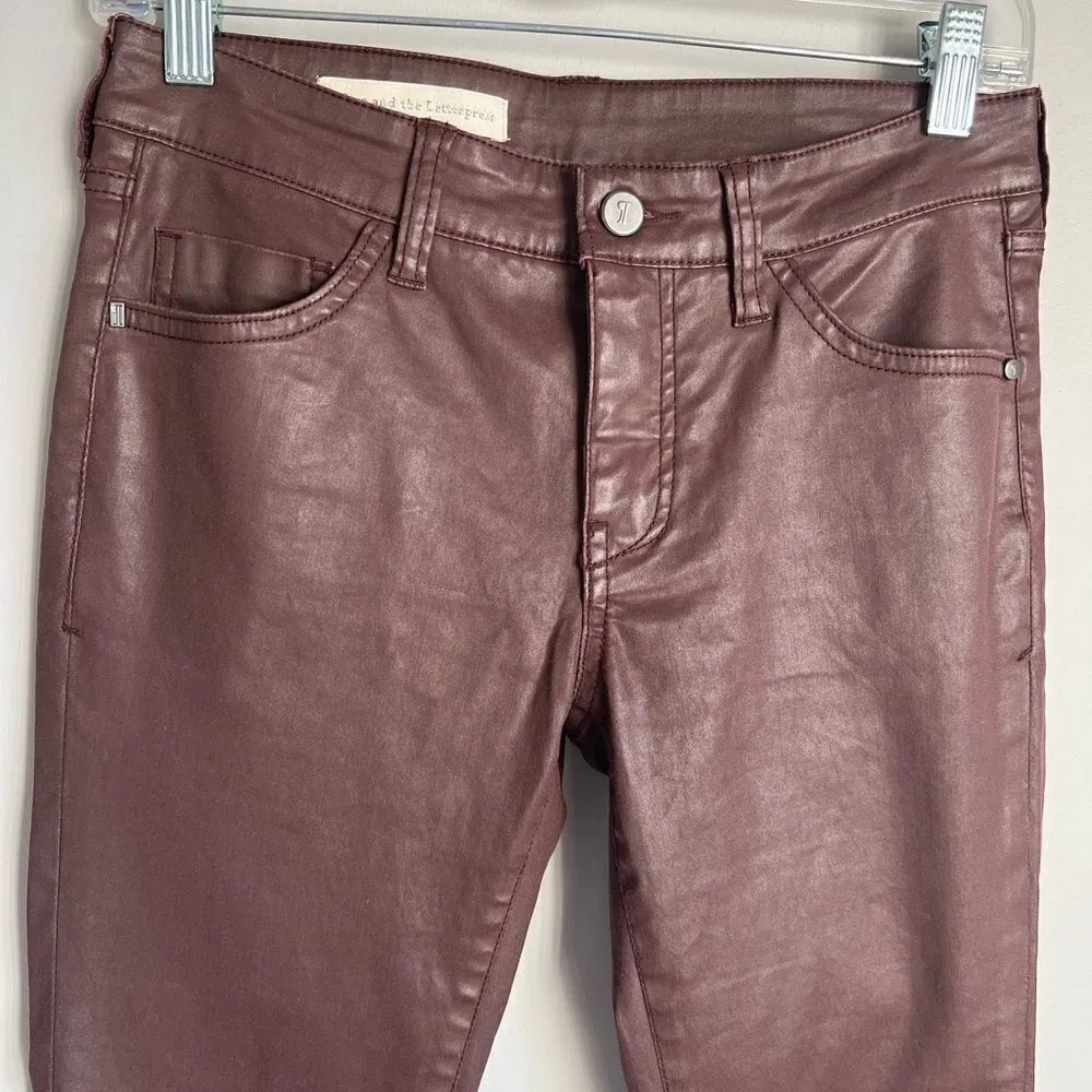 Pilcro and the Letterpress Anthropologie Waxes Lace Up Ankle Pants Burgundy - Image 9