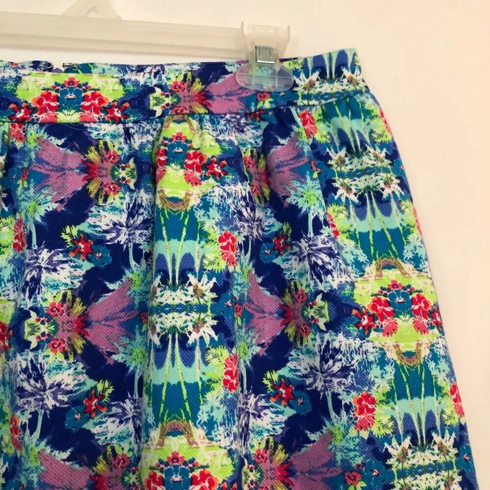VICTORIA'S SECRET Blue Green Purple Pink Boho Palm Tree Hawaiian Mini Skirt 10 - Image 2